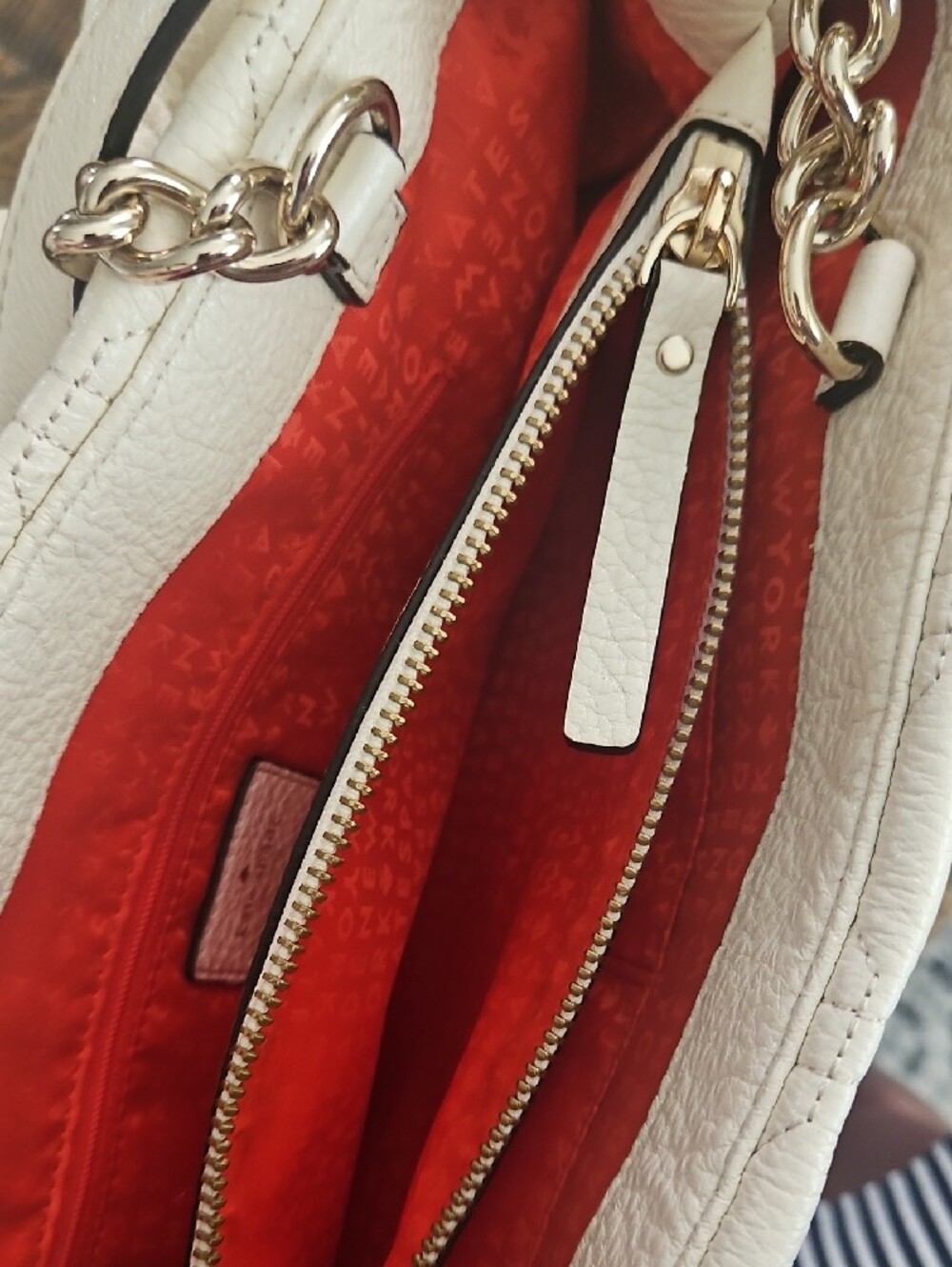 kate spade White Quilted Leather Tote with Turn-Lock Accent - Picture 4 of 5